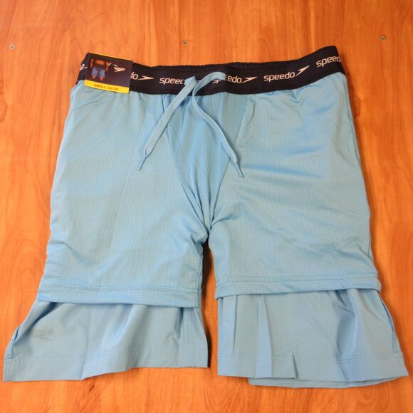 SPEEDO Colorblock Volley Swim Shorts Sz S (30-32) Blue Stripe Trunk Swimsuit NWT - Picture 10 of 11